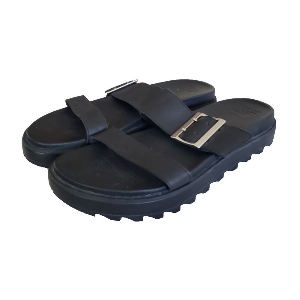 Sorel Roaming Buckle Slide Sandals Women's Size 10 Black Leather NL3597-010